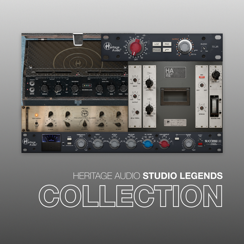 HERITAGE AUDIO Studio Legends Collection Plugin Bundle (73JR, SUCCESSOR, LANG PEQ-2, HA240 Gold FoiI Verb, Heritage TAPEoPLEX)